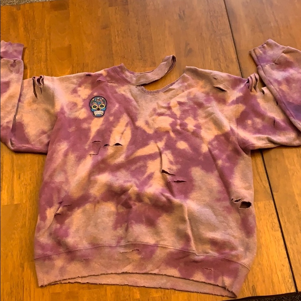 Destroyed bleach dyed sweatshirt